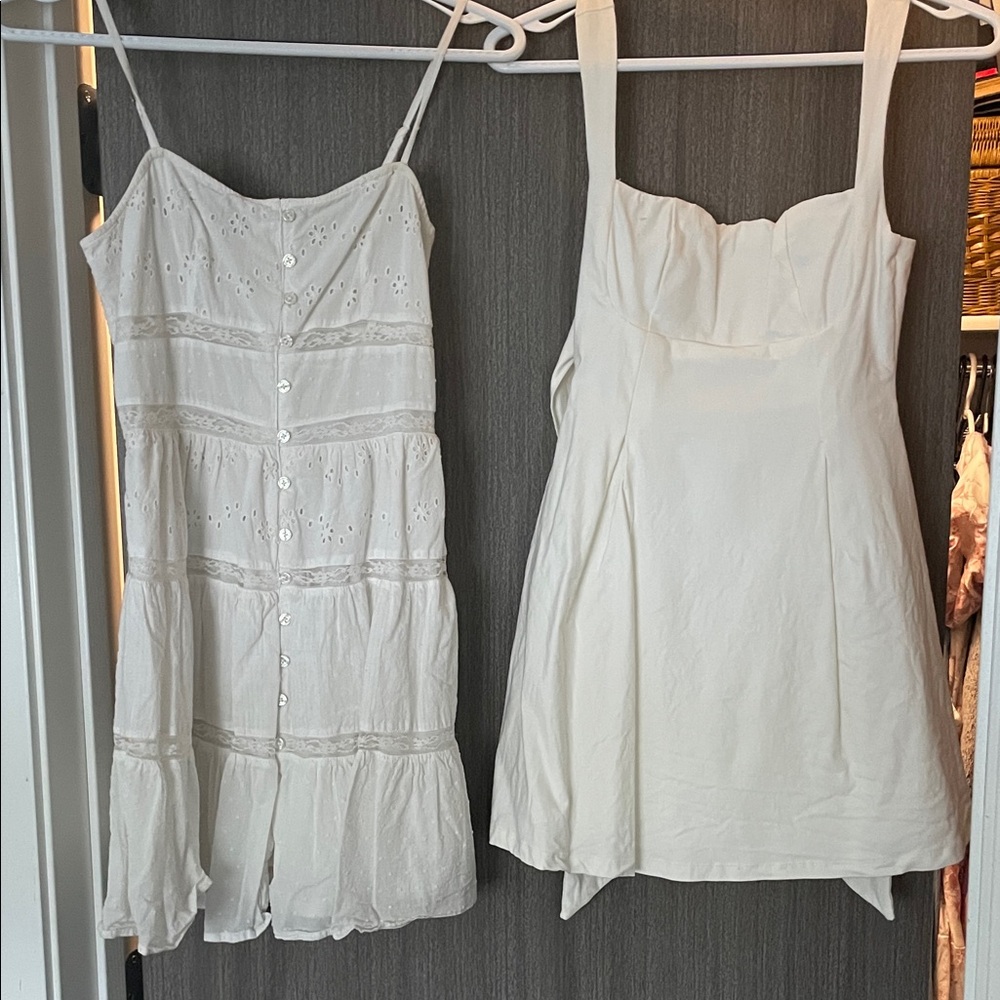White Sleeveless Dresses Set